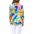 thumbnail image 3 of INSPIRE CHIC Women's Button Down Floral Long Sleeve Shirred Ruffle Hem Chiffon Blouse M Multicolor, 3 of 6