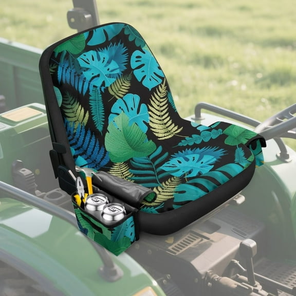 Uorisanigo Riding Lawn Mower Seat Cover Anti Slip Hawaiian Leaf Print Tractor Seat Cover Essentials Durable Anti-Hot Harvester Excavator Accessories Decor Easy Install Clean