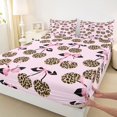 thumbnail image 3 of Feelyou Leopard Print Cherry Twin Sheet Sets, Kawaii Pink Bowknot Bedding, 3 Pieces, 3 of 7