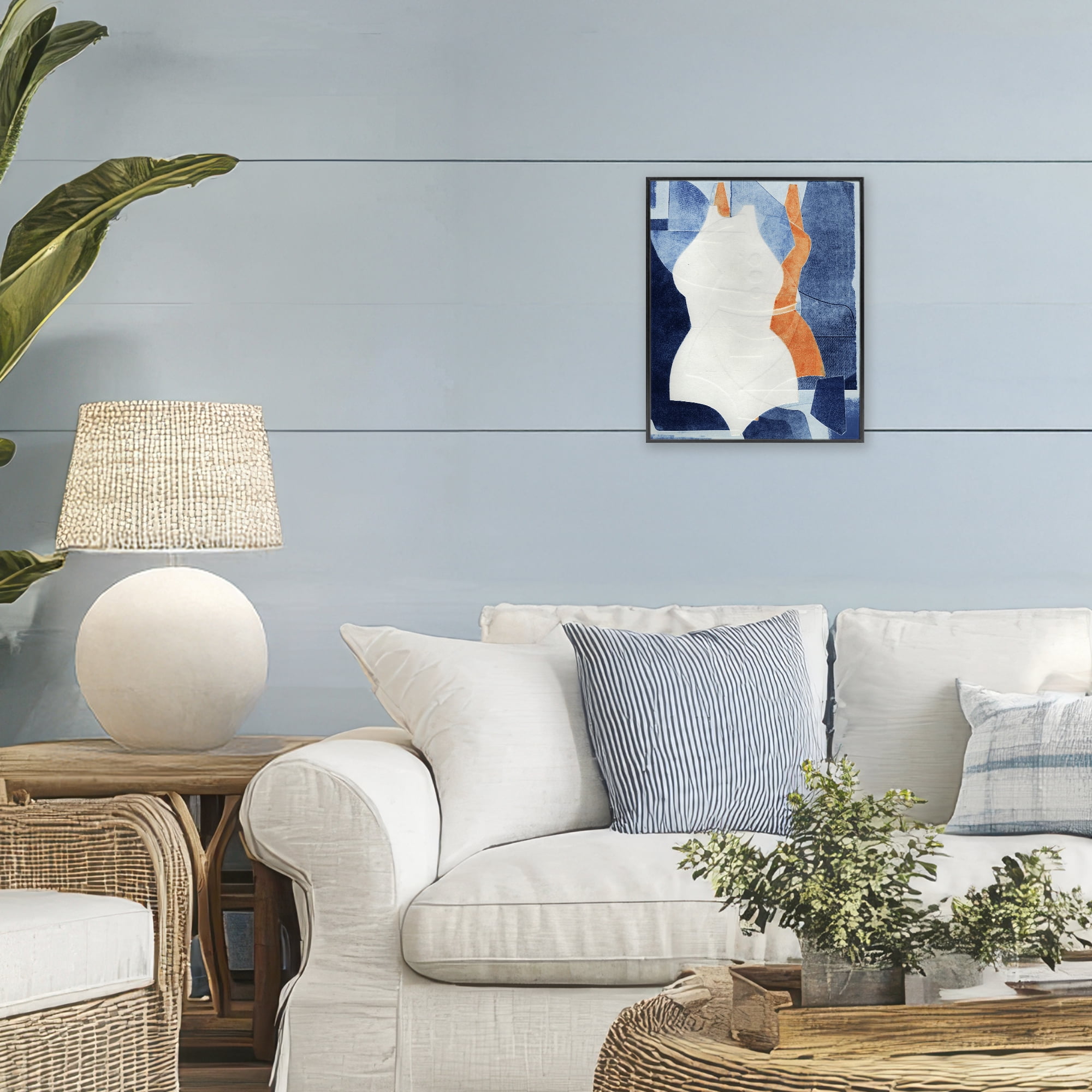 Stupell Industries Abstract Fashion Shapes Blue Black Framed Giclee Art, design by Stacy Milrany