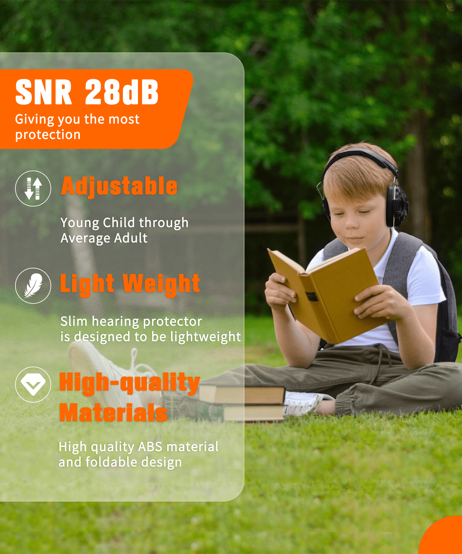 ZOHAN 032 Kids Noise Canceling Headphones - 25dB NRR Kids Ear Protection Earmuffs for School, Monster Jam, Fireworks, Travel, Air Show, Concert, Autism - Black