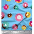 thumbnail image 1 of Soimoi Blue Cotton Jersey Fabric Donuts Food Printed Fabric 1 Yard 58 Inch Wide, 1 of 3