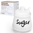thumbnail image 3 of Swetwiny Porcelain Sugar Bowl with Lid and Spoon, 12 Ounces Ceramic Sugar Storage Jar Sugar Dispenser, White Seasoning Container for Home and Kitchen (Sugar), 3 of 9