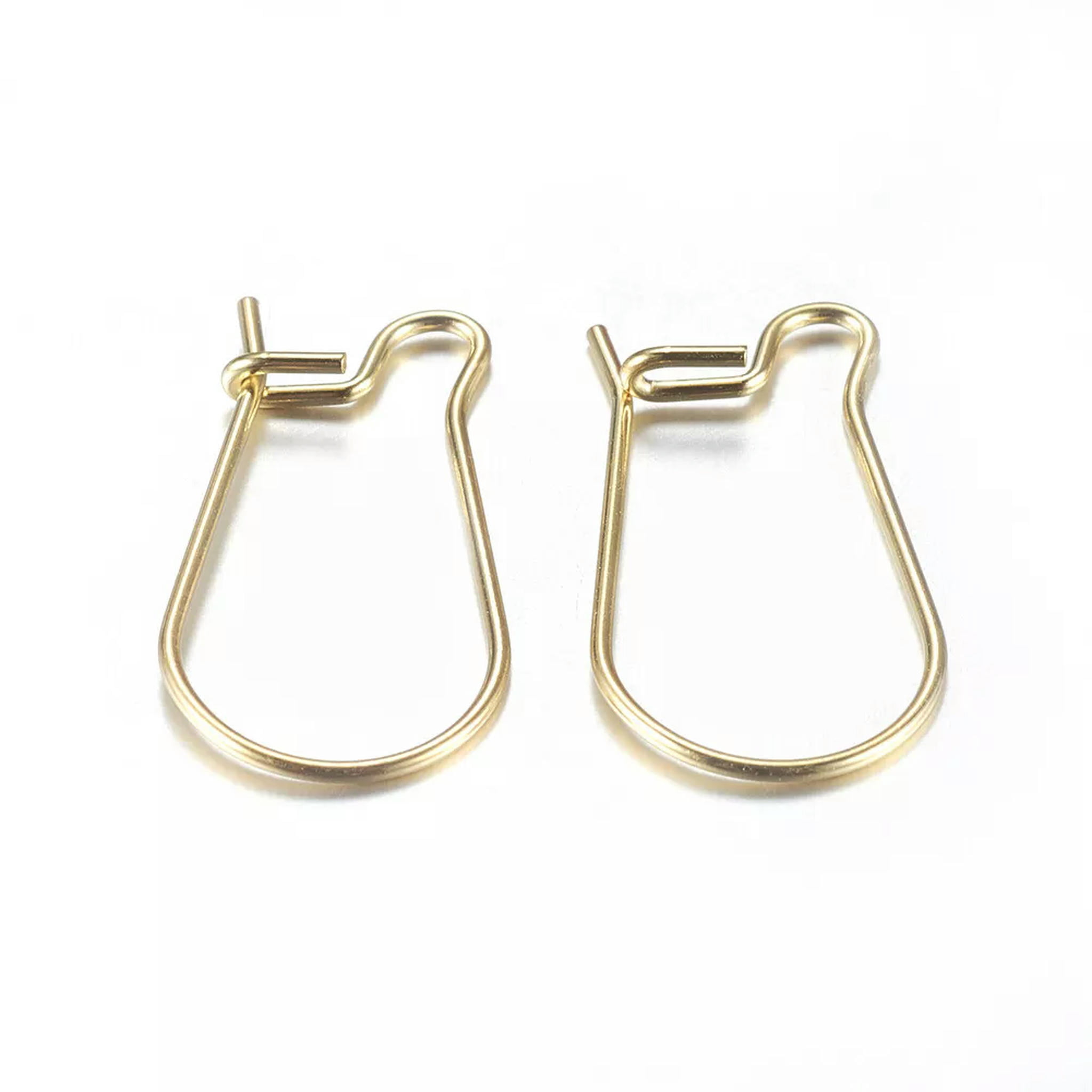 EOEMY 100Pcs Golden 304 Stainless Steel Hoop Earrings Earring Hooks Earwire 20X10.5mm