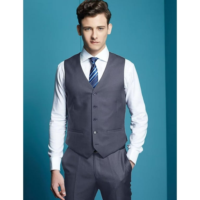 Vest Outfit Gray Vest Blue Pants ETHAN Piece Vest Suit For Men