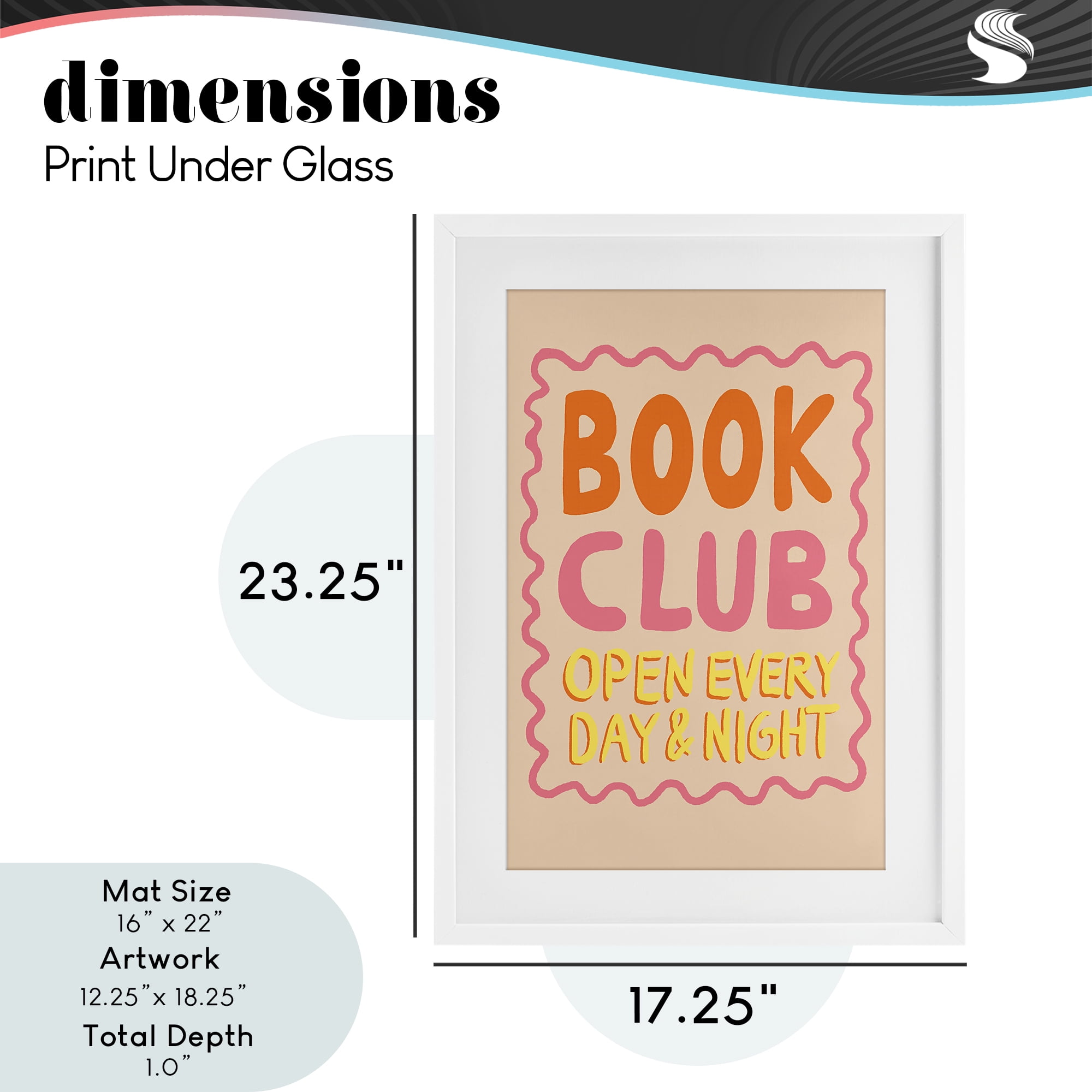 Book Club Day & Night White Framed Print Under Glass, design by Florentina Dolci