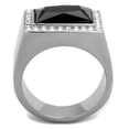 thumbnail image 3 of Luxe Jewelry Designs Men's Stainless Steel Ring with Black Jet Synthetic Onyx and Clear Stones -, 3 of 4