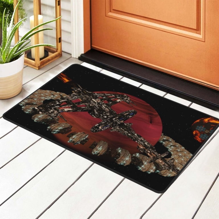 XMXY Alien Spaceship Attack Background Area Rugs Doormat Outdoor