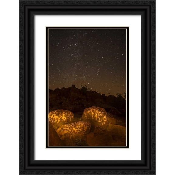 Illg, Cathy and Gordon 23x32 Black Ornate Wood Framed with Double Matting Museum Art Print Titled - Arizona, Painted Rocks Rocks with petroglyphs