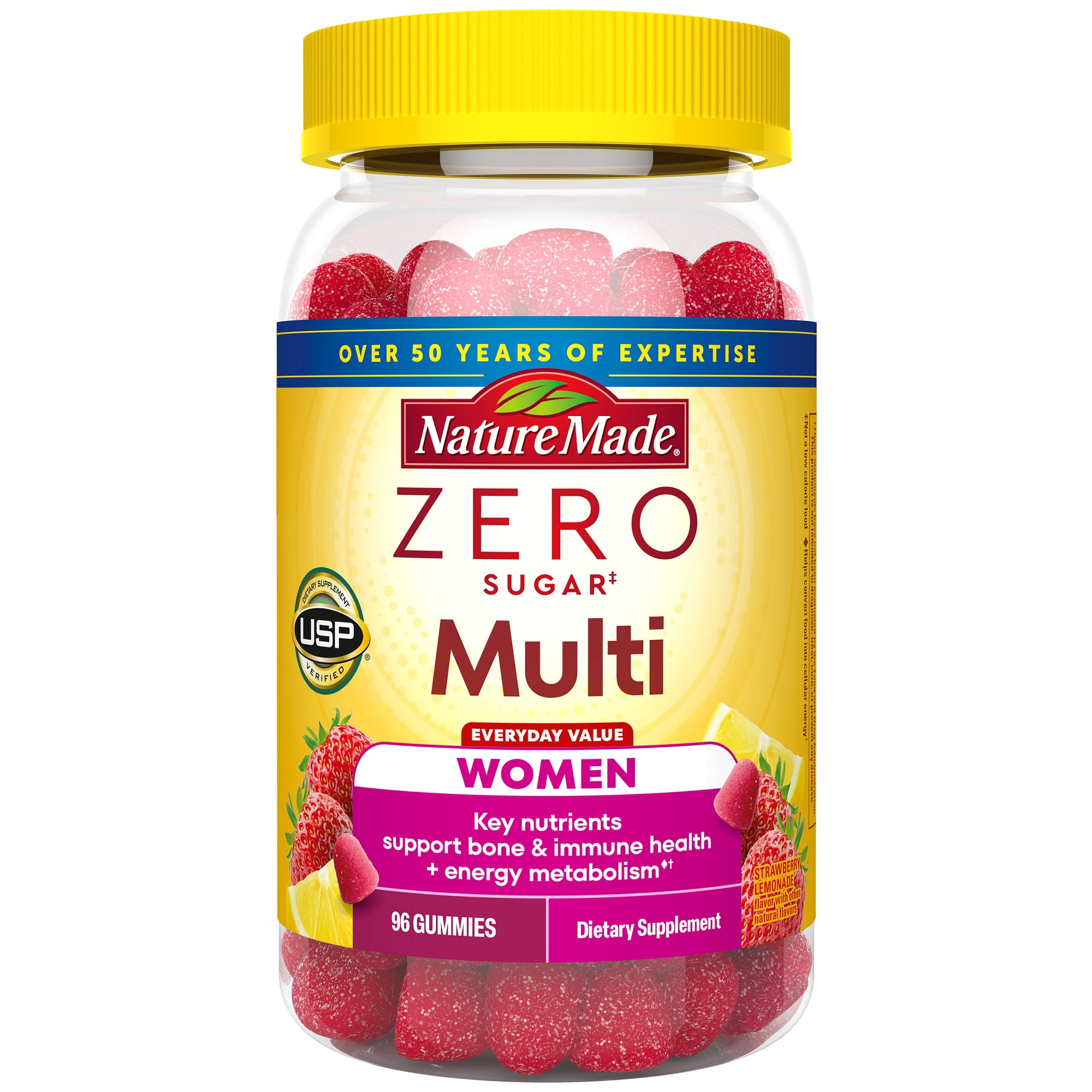 (3 pack) Nature Made Zero Sugar Women's Multivitamin Gummies, Sugar Free Gummies, 96 Count