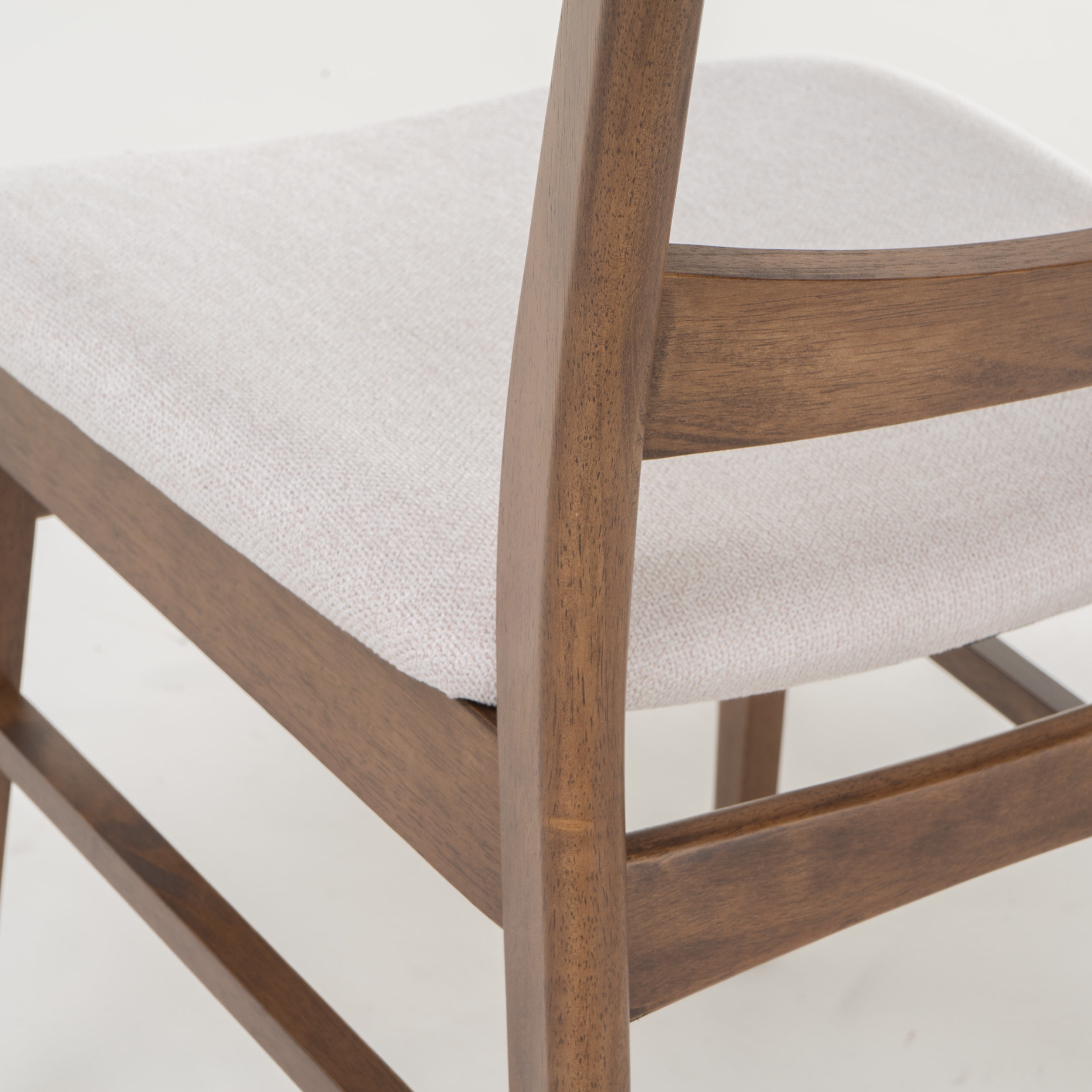 Noble House Odelia Mid-Century Fabric Dining Chairs, Set of 2, Light Beige