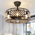 thumbnail image 1 of Depuley Crystal Ceiling Fan with Light Remote Control Ceiling Light Fixture Matte Black Flush Mount for Kitchen Island  Living Room Bedroom, 3 Wind Speed Adjust, E12 Base, 1 of 7