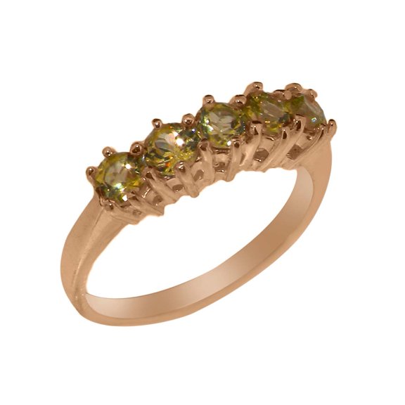 LBG British Made 18k Rose Gold Natural Peridot Womens Eternity Ring - 33 size options - Size 7.25