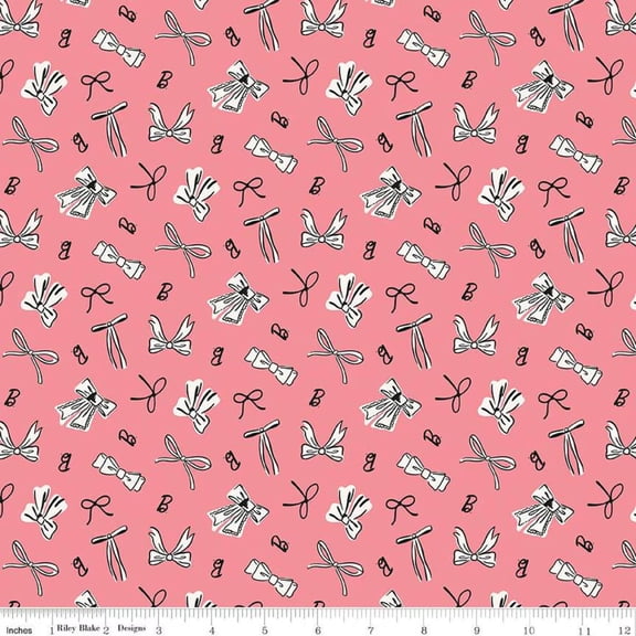 Barbie Vintage Bows Pink Cotton Fabric