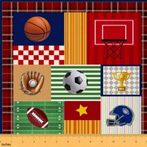 jejeloiu Rugby Helemt Fabric by the Yard 2 Yards,Sport Games Room Decor Fabric by the Yard,Patchwork Geometric Grid Fabric for Sewing For Child,Super Cozy Room Decor