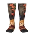 thumbnail image 1 of Fotbe Sleeping Cat Flowers Calcetas Divertidas Estampadas para Hombre y Mujer, Calcetas de Algodón hasta la Rodilla para Caminar, Correr, Enfermería y Embarazo, 1 of 6