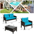 thumbnail image 2 of Gymax Ensemble de Conversation de Patio en Rotin 4 Pcs Ensemble de Meubles d'Extérieur avec Coussins, 2 of 9