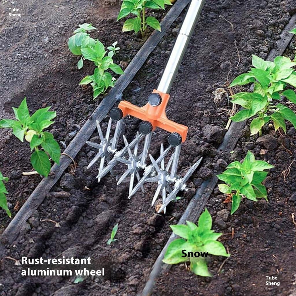 Manual Tiller Tool Metal Construction Wheel Rotary Edger Manual Lawns Tool Gardening For Tight Spaces