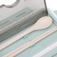 thumbnail image 2 of Compartment Lunch Box 2 Compartments 1100ml Loveliness Adult Bento Box with Spoon Chopsticks for Office School Green, 2 of 4