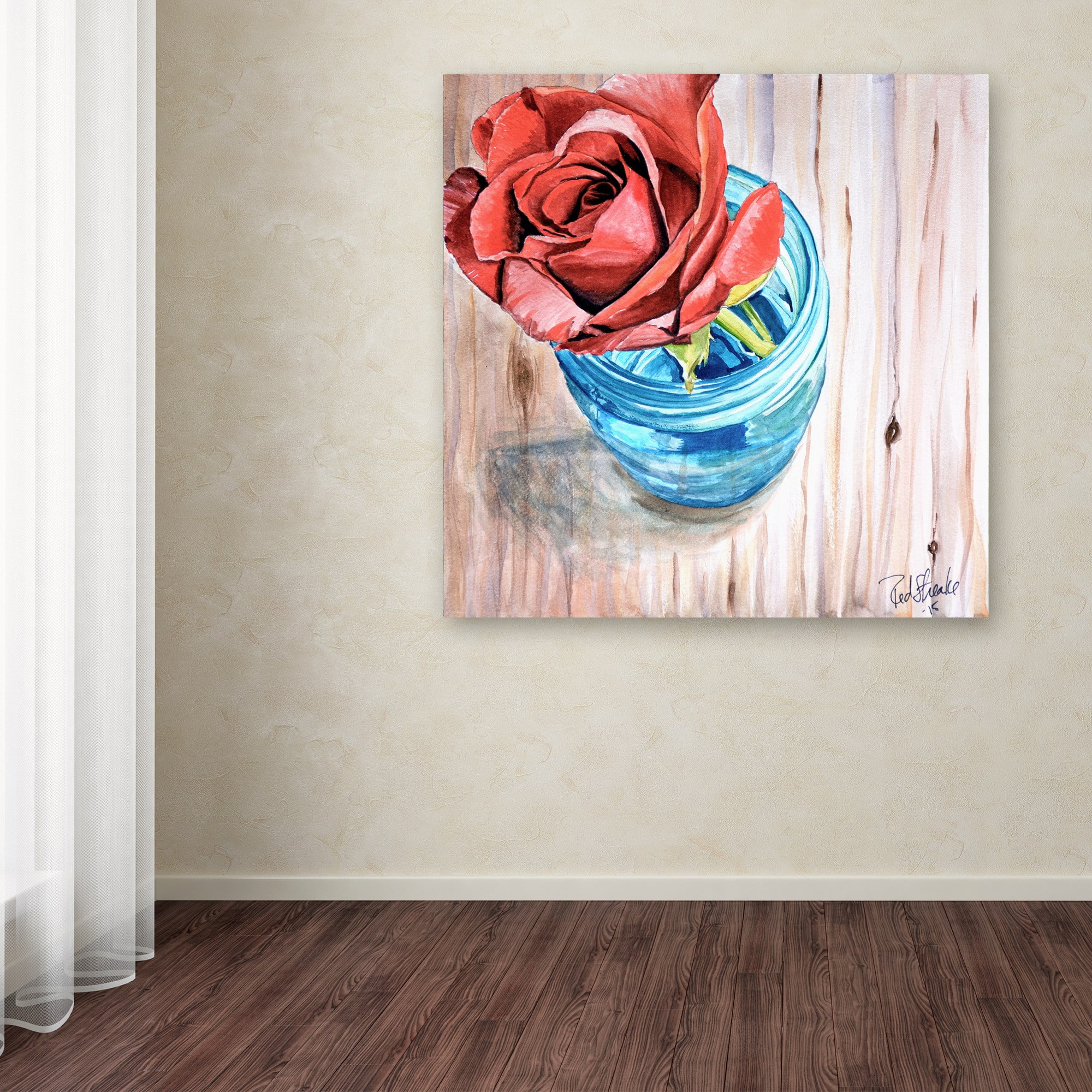 Trademark Fine Art "Rose in Jar" Canvas Art by Jennifer Redstreake