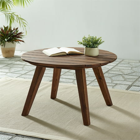 Walker Edison 30 Solid Acacia Wood, 30 Round Solid Wood Coffee Table