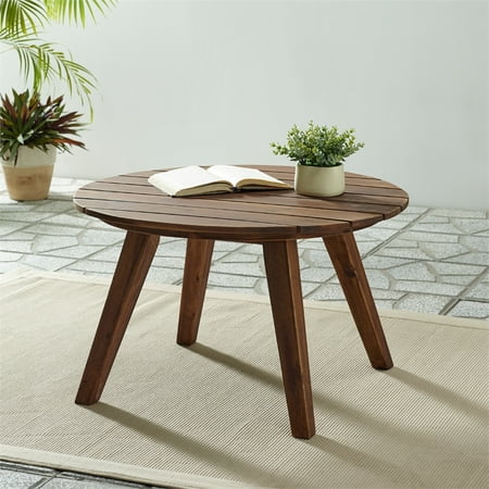 Walker Edison 30 Solid Acacia Wood Outdoor Round Coffee Table In Dark Brown Canada Walker Edison 30 Solid Acacia Wood, 30 Round Solid Wood Coffee Table
