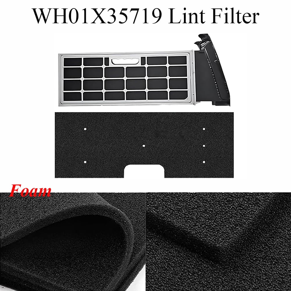 TOP-MAX 4 Pack WH01X35719 Lint Foam Filters and 2 Pack Dryer Vent Brushes, Replacement for GE Profile Washer-Dryer Combo PFQ97HSPVDS - Reusable & Washable - Complete Maintenance Kit