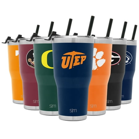 Simple Modern College 30oz Cruiser Tumbler with Straw & Closing Lid - 18/8 Stainless Steel Vacuum Insulated NCAA University Cup Mug