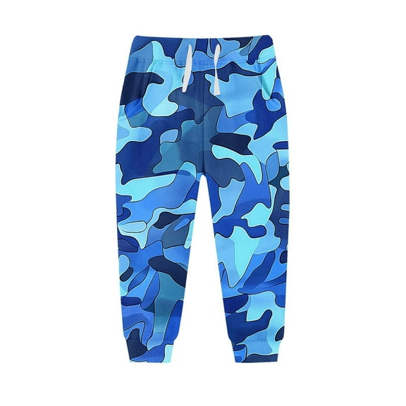 OGLCCG Little Boys Jogger Pants Drawstring Elastic Waist Fleece Sweatpants with Pockets Kids Lightweight Camouflage Sports Pants 2-13 Years