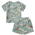 thumbnail image 2 of Birds Pattern Summer Pajama Set Soft Cotton Short Sleeve Sleepwear 2PCS Pajama Sets Breathable Lounge Set Size 10Y, 2 of 7