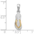 thumbnail image 3 of Silver/14K Two-Tone Sterling Silver Textured 3D Flip-Flop W/14 Straps Pendant(Length 23.26) - Jbsp, 3 of 5