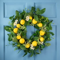 Northlight Lemons and Daisies Artificial Floral Wreath, Yellow - 20-Inch