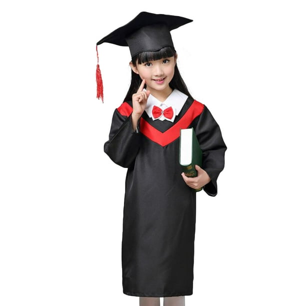 FELTECHELECTR 1 juego de bata de graduación para niños, disfraz de cosplay (cuello rojo con certificado de 150 cm)