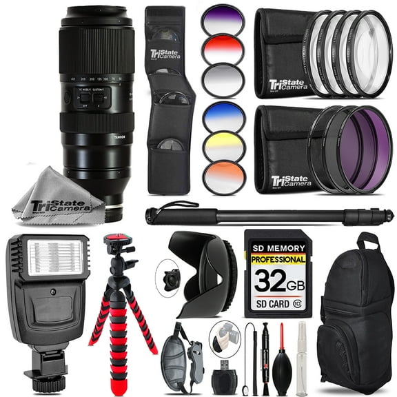 Tamron 50-400mm f/4.5-6.3 Di III VC VXD Lens for Sony E   Flash   Color Filter Set - 32GB Accessory Kit