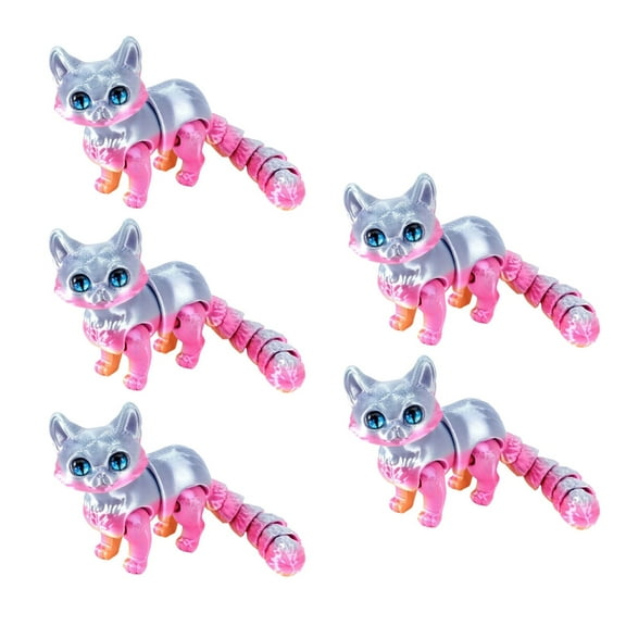 Jesscasday 3D Printed Cats Flexible Joint Articulated Cats Fidgety Toy Desktop Pet Ornament Realistic Hairless Cats Figurines