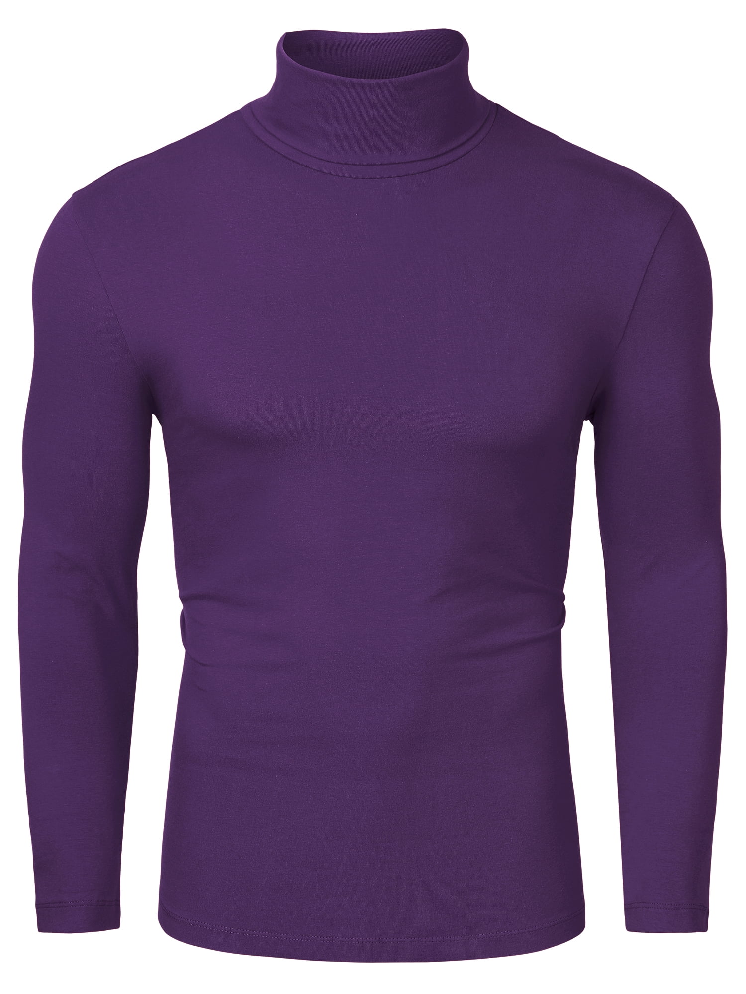 Unique Bargains Men's Pullover Lightweight Long Sleeve Top Turtleneck T-Shirt 46 Dark Purple