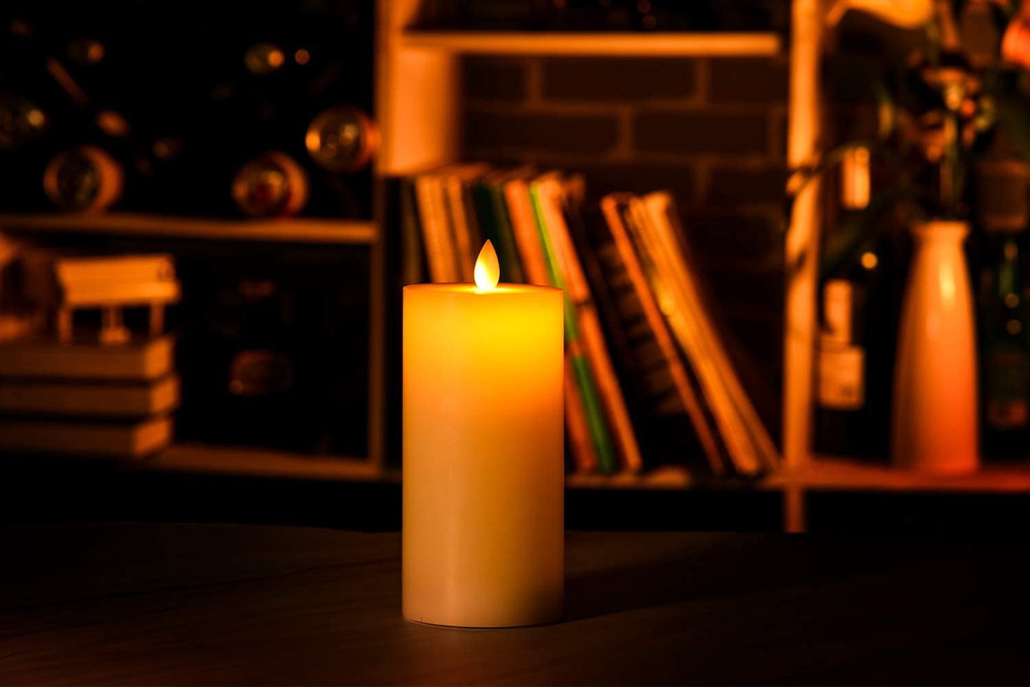 Flameless Candles with Flat Top, Diameter 7.5cm, 3" Diameter,Real Wax Not Plastic Pillars, Include Realistic Dancing LED Flames and 10-Key Remote Control with 2/4/6/8-hours Timer Function