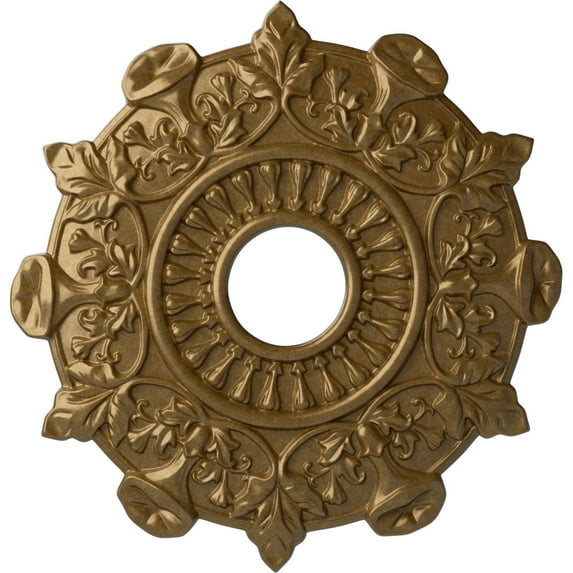 Ekena Millwork 17 1/2"OD x 4"ID x 1"P Preston Ceiling Medallion (Fits Canopies up to 4"), Hand-Painted Pale Gold