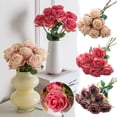 thumbnail image 1 of Sentmoon Wedding Decorations Artificial Outdoor Flowers Home Decor Living Room 7 Head Rose Simulation Flowers European-style Antique Burnt Edges Rose Living Room Table Decoration Wedding Bouquet, 1 of 8