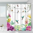 thumbnail image 2 of Bird Flower Shower Curtain Purple Floral Hummingbird Bathroom Curtains Calla Lily Garden Nature Plant Vintage Watercolor Bathtub Decor with Hooks 84 x 70 in, 2 of 6