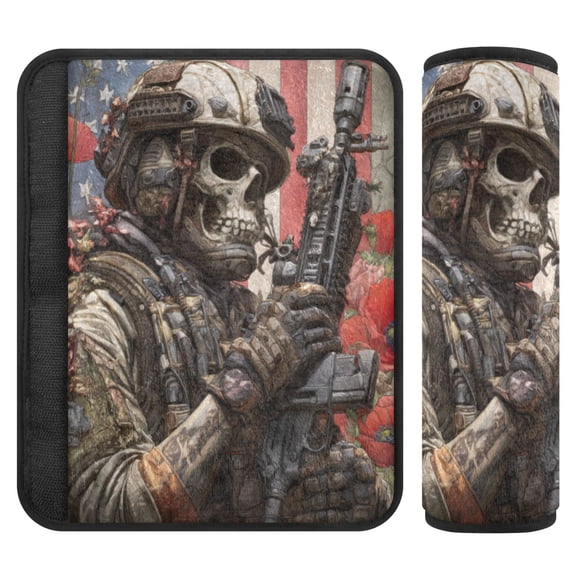 2 Pcs Seat Belt Strap Covers Pad for Car Soft Flannel Car Seat Belt Shoulder for All Cars Military Skeleton