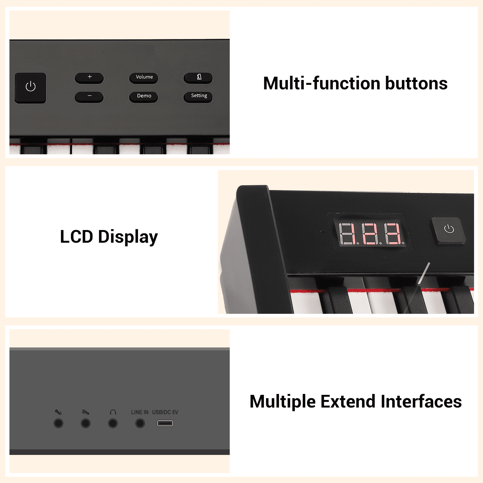 88-Key Weighted Action Digital Piano with Sustain Pedal and Power Supply