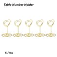 thumbnail image 3 of Unique Bargains 2 Inch Table Number Holder, 5 Pack Wire Photo Picture Place Card Seating Labels Heart Shape Clips, Gold Tone, 3 of 5