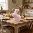 thumbnail image 4 of Adorno de conejo de Pascua – Conejo de pie, espuma, multicolor, 9,25" de alto, lazo brillante, detalle de mesa, decoración de vacaciones de primavera, 4 of 6