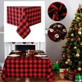 thumbnail image 3 of Christmas Rectangular Tablecloth, Red Black Checkered Tablecloth, Waterproof Stain Resistant Picnic Dining Table Cover for Lumberjack Party Christmas Decoration, Soft Durable Fabric, 3 of 3