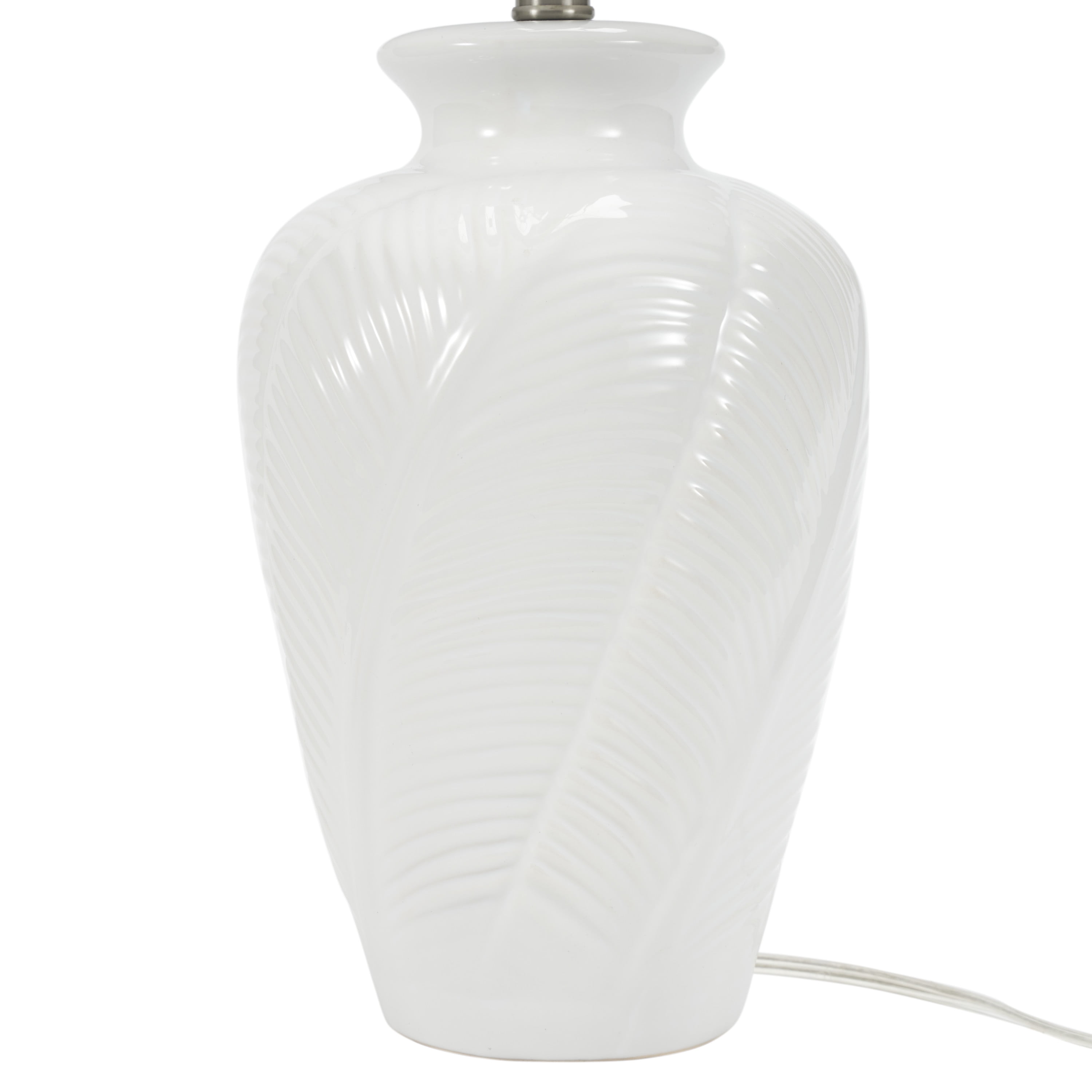 Nourison 26" Coastal Feather Texture Table Lamp for Bedroom, Living Room, Dining Room, End Table, Glossy White