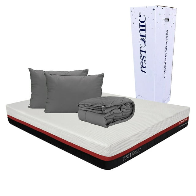 Colchón en Caja King size + Almohada 2-Pack + Edredón Homy Restonic Roll