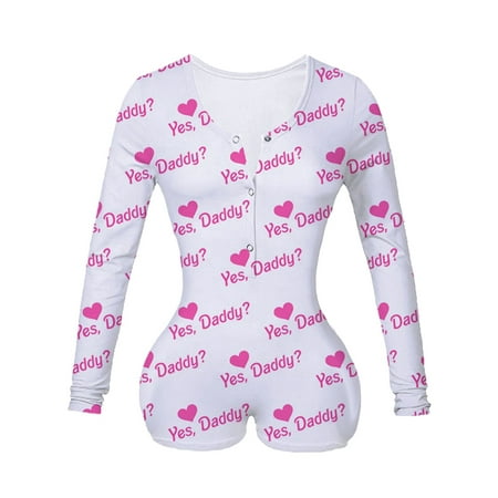 

Gwiyeopda Long Sleeve Pajamas Onesies for Women V Neck Bodysuit Jumpsuit Rompers