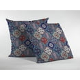 thumbnail image 2 of 28â€ Turquoise Cream Trellis Indoor Outdoor Throw Pillow, 2 of 5