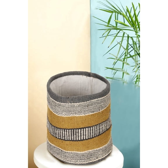 Jute Planter Basket Woven Basket for 10" Flower Pot Floor Indoor Planters, 12” x 12” Storage Organizer Basket Rustic Home Decor, Boho Storage Earth-Friendly Planter (12x12 inches, Kathia Strip 30)
